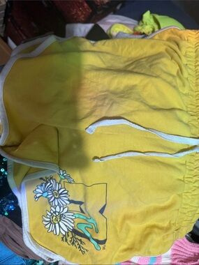 MTV Yellow Daisy Trim Drawstring Shorts